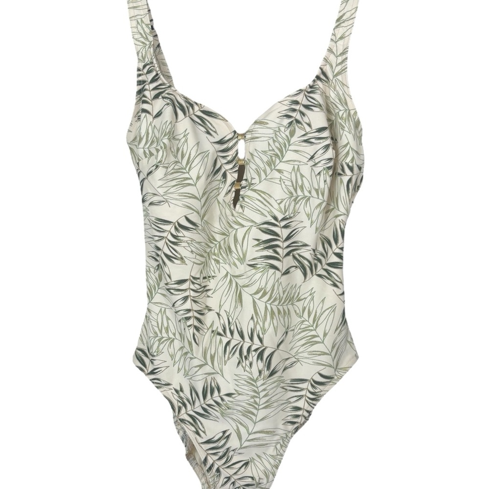 Christina Women’s Swimwear Vintage One Piece Cream , Leafy Bathing Suit Small